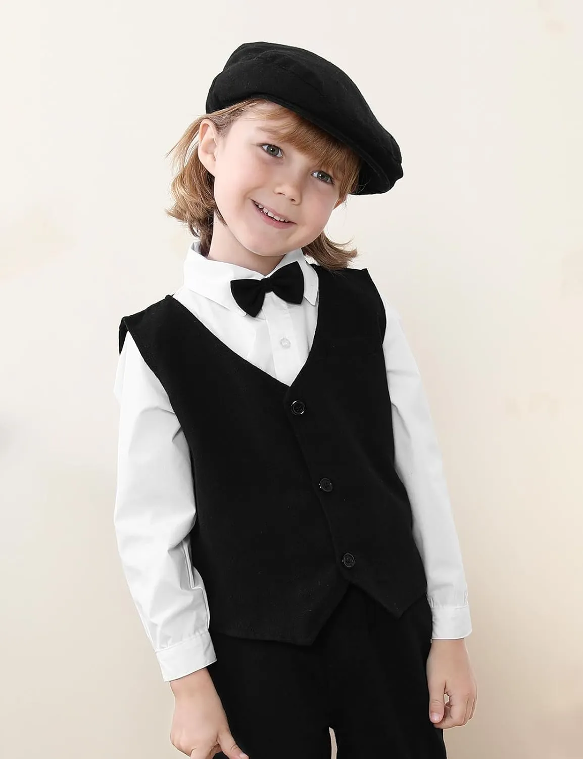 A&J DESIGN Baby Boy Driver Cap, Toddler 2pcs Newsboy Cap & Bow Tie （3 Months - 8 Years）
