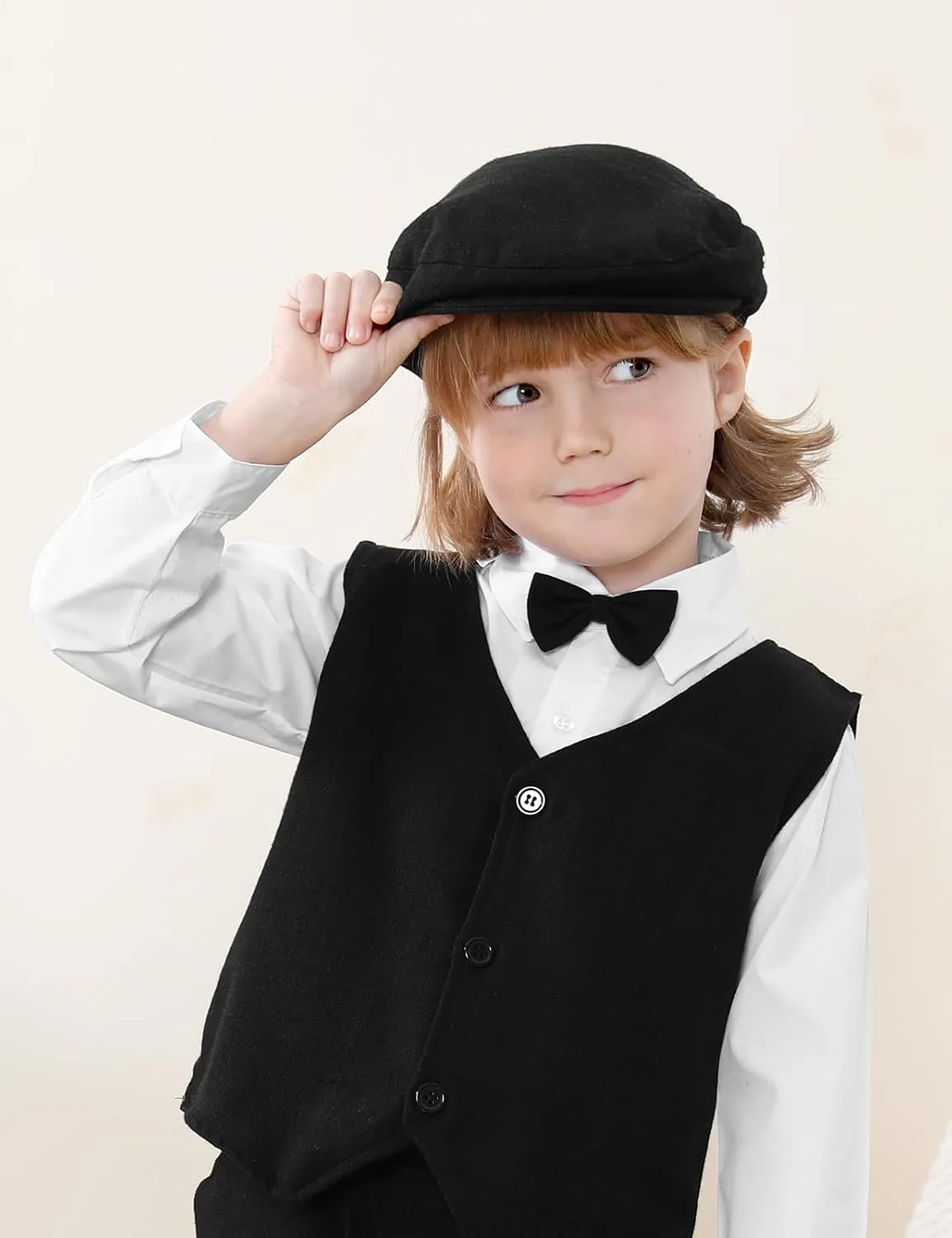 A&J DESIGN Baby Boy Driver Cap, Toddler 2pcs Newsboy Cap & Bow Tie （3 Months - 8 Years）