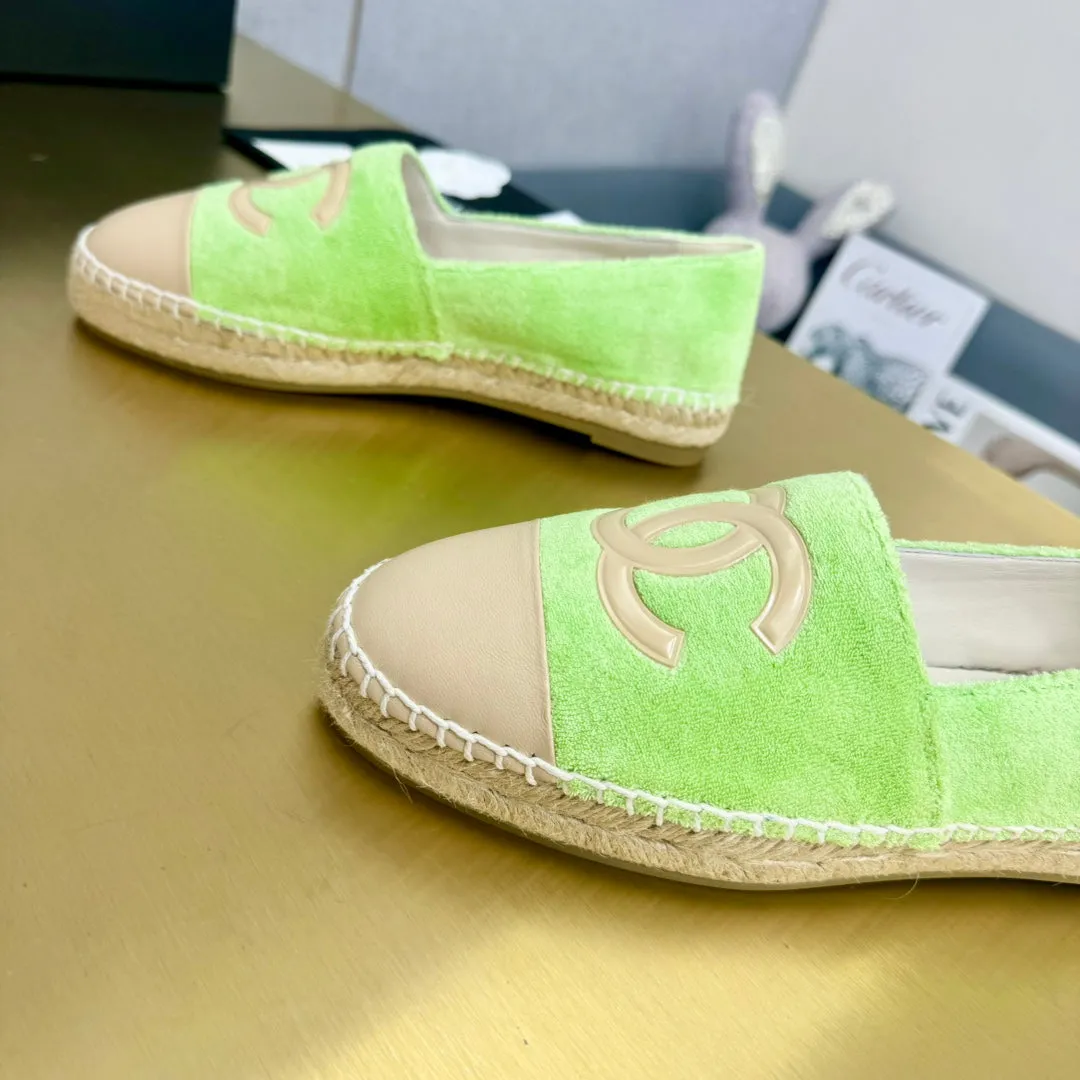 AI-powered green CHANEL Spring deal beige calfskin fabric espadrilles