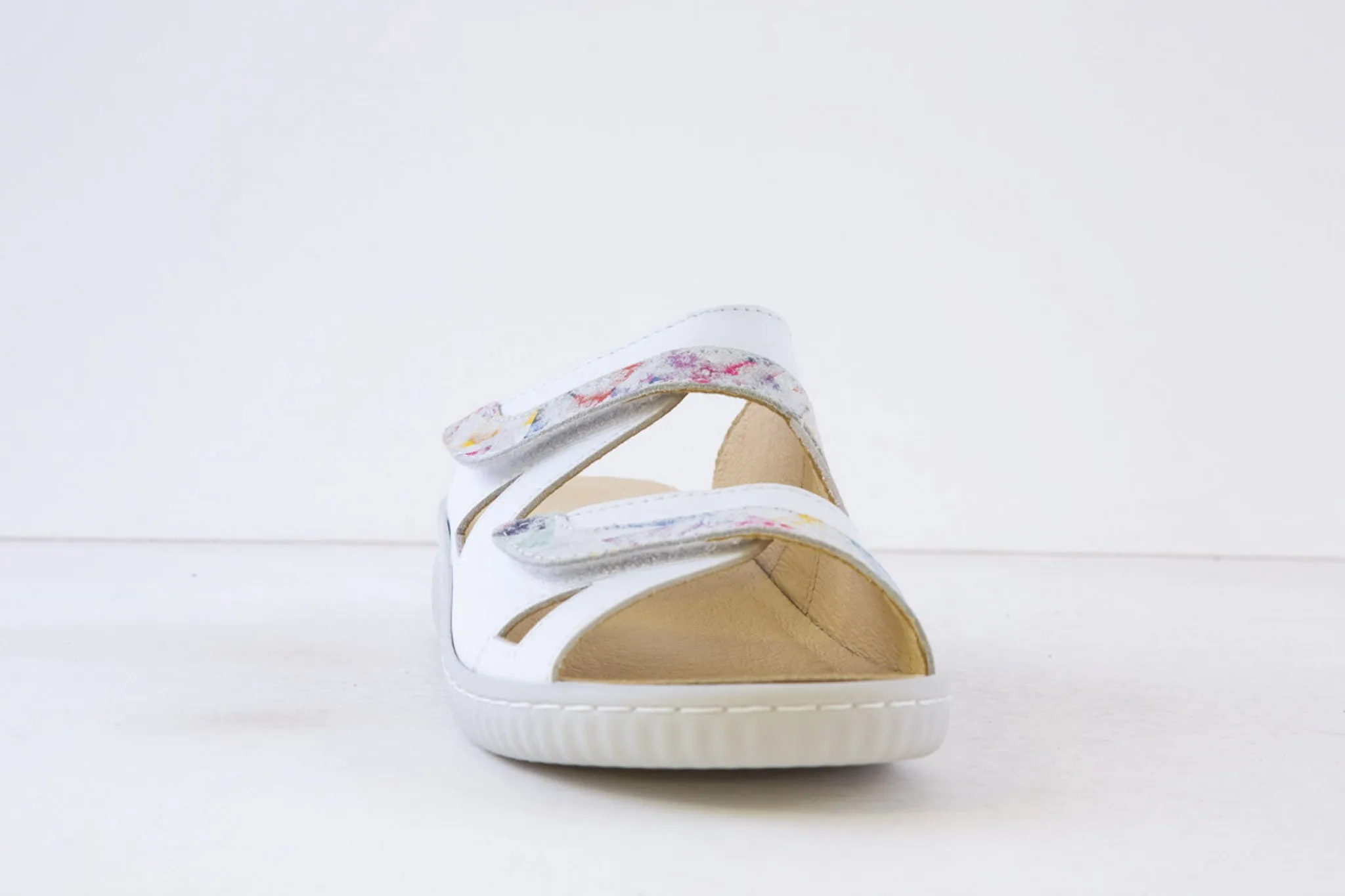 BELVIDA - 47.200 FLAT DOUBLE VELCRO MULE - WHITE