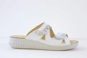 BELVIDA - 47.200 FLAT DOUBLE VELCRO MULE - WHITE