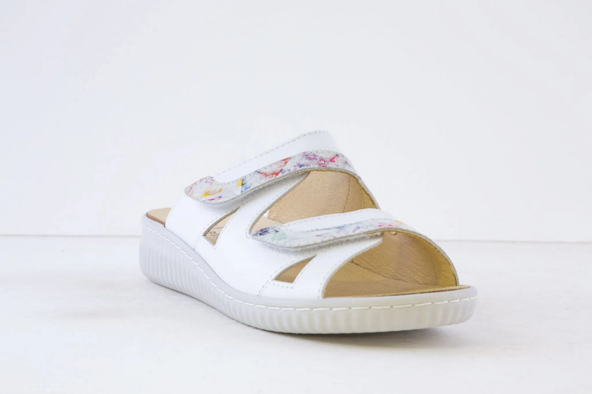 BELVIDA - 47.200 FLAT DOUBLE VELCRO MULE - WHITE