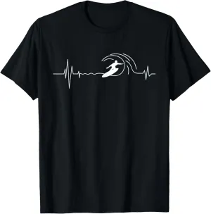 Big Wave Surfing Heartbeat - Surfers Beach Lover Surfboard T-Shirt