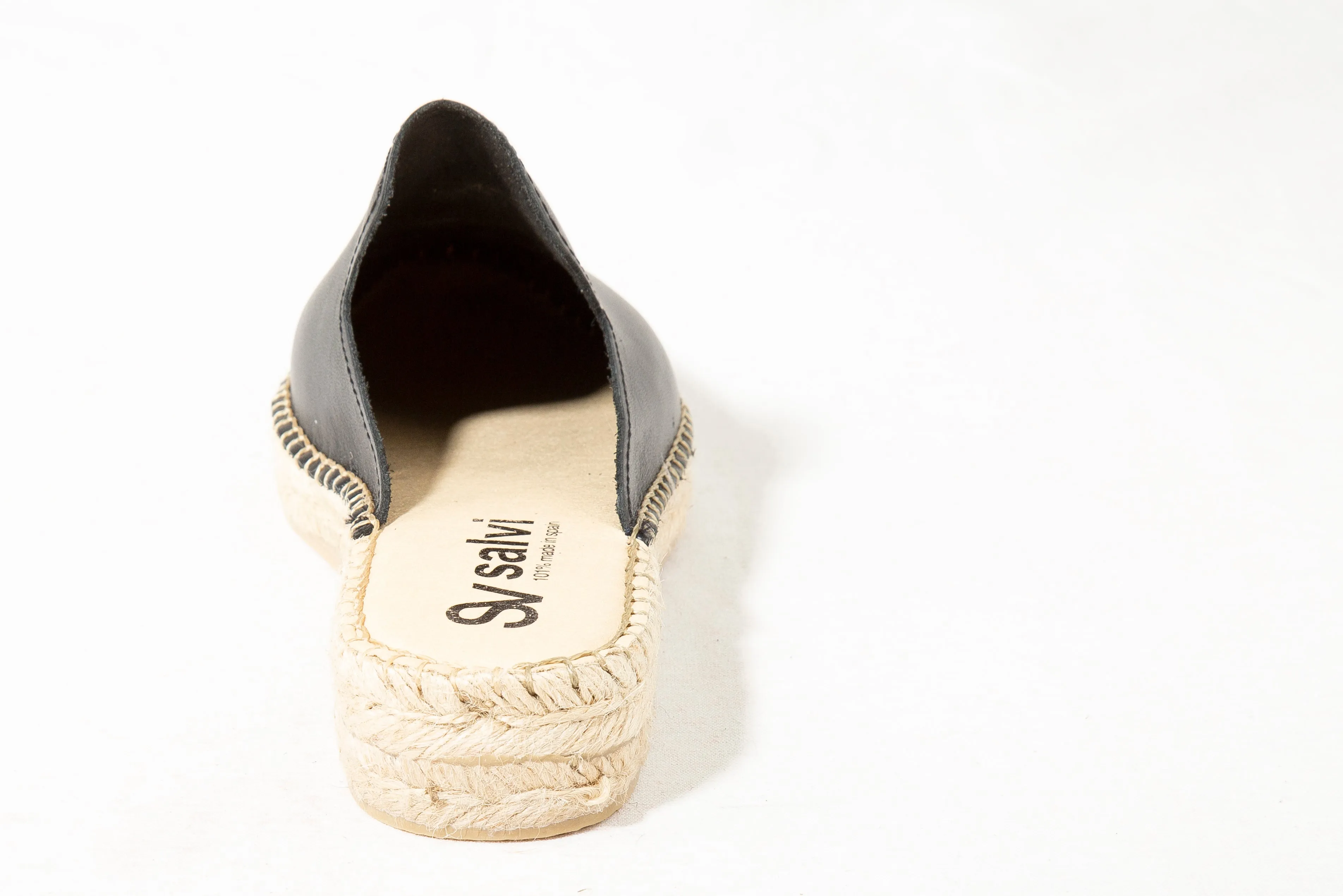 Black leather espadrille
