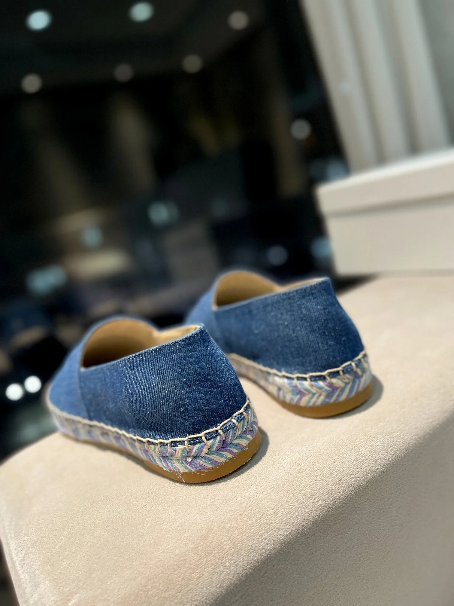 BLUE AND IN NAVY Flawless FABRIC CHLOÉ RAFFIA LOAFERS Special edition
