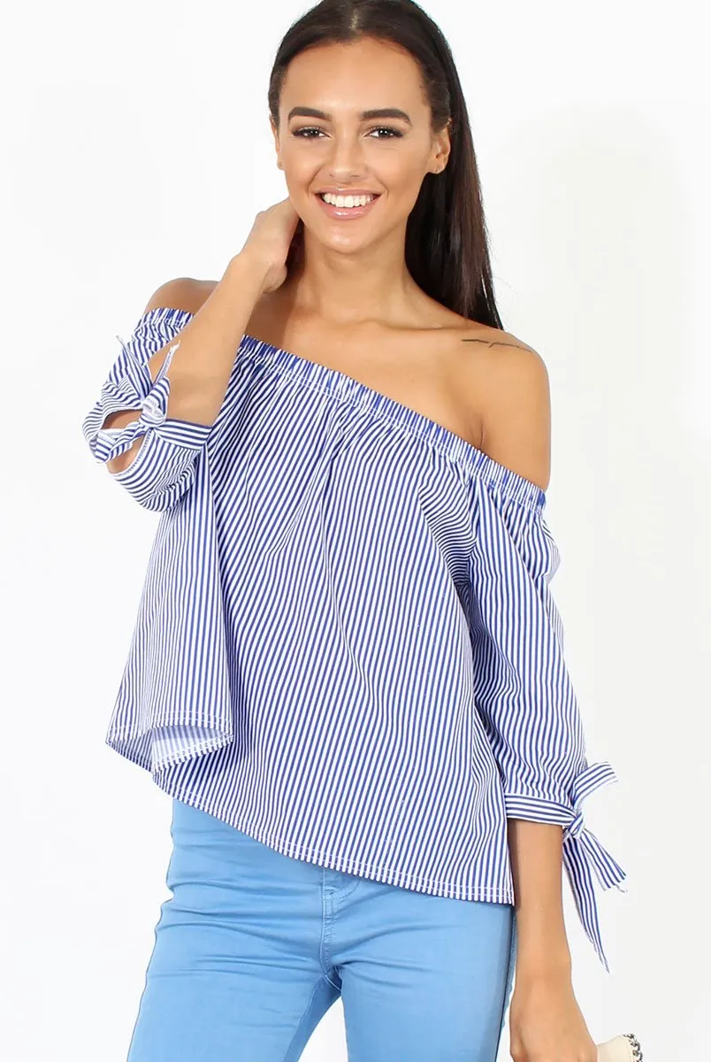 Blue Spring deal Unbelievable deal Top Bardot Pinstripe Nellie -