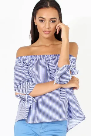 Blue Spring deal Unbelievable deal Top Bardot Pinstripe Nellie -
