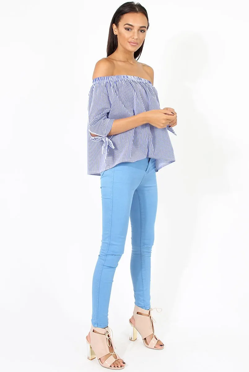Blue Spring deal Unbelievable deal Top Bardot Pinstripe Nellie -