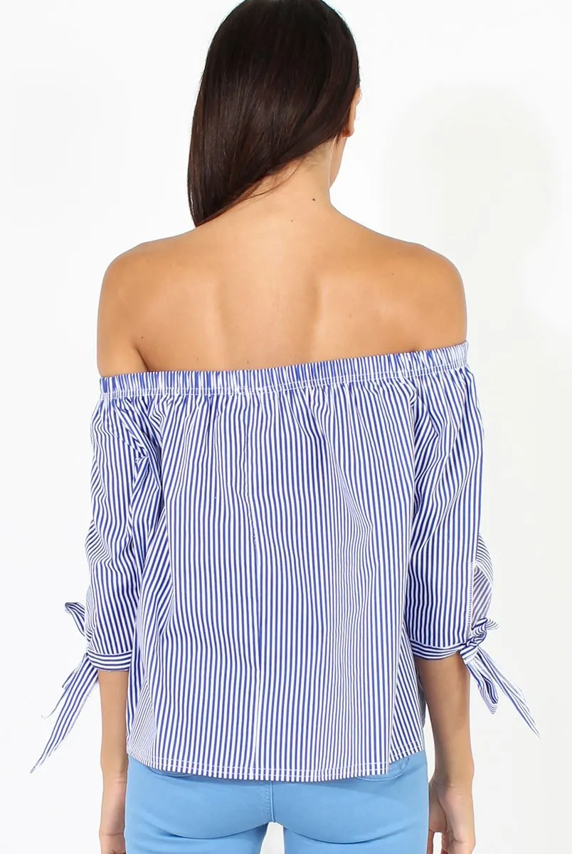 Blue Spring deal Unbelievable deal Top Bardot Pinstripe Nellie -