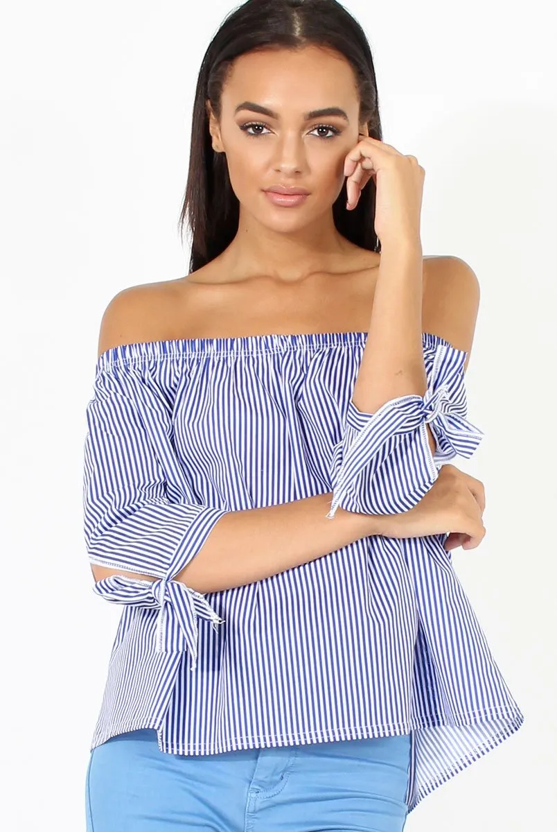 Blue Spring deal Unbelievable deal Top Bardot Pinstripe Nellie -