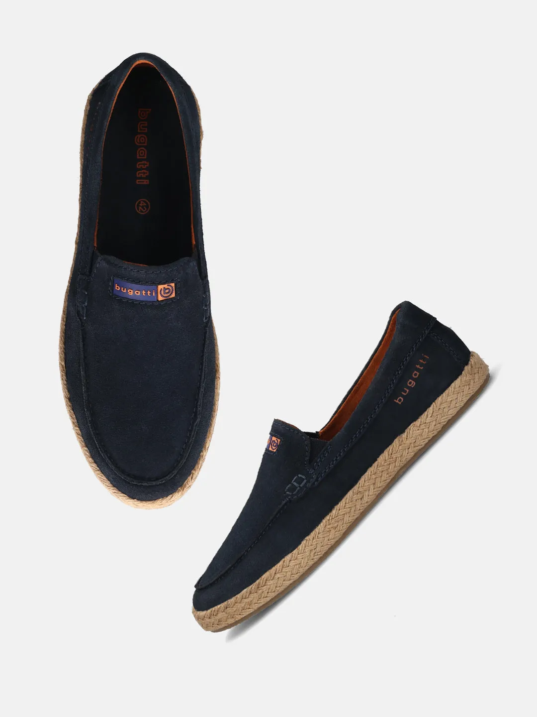 bugatti Dark Blue Premium Leather  Slip On
