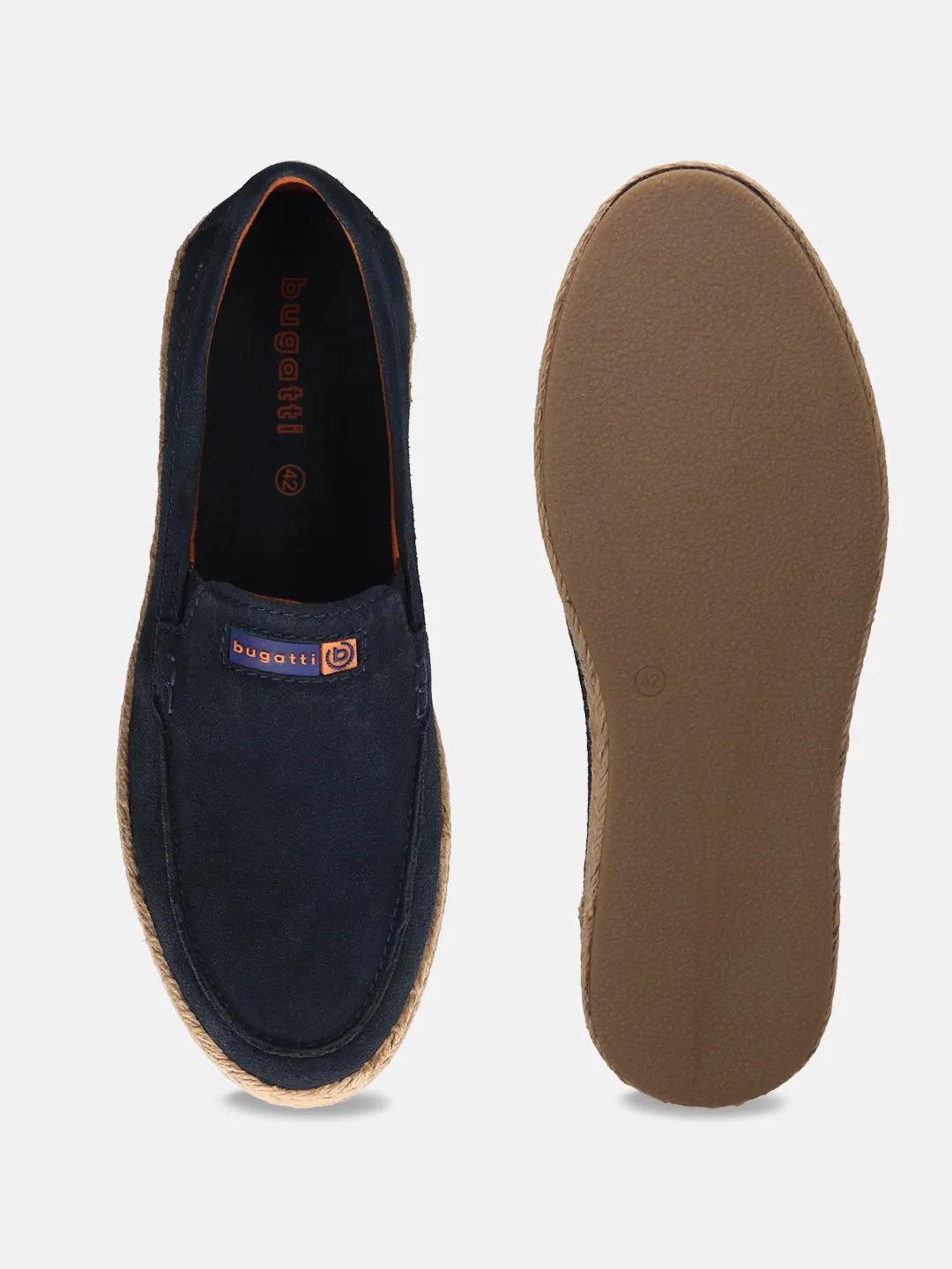 bugatti Dark Blue Premium Leather  Slip On