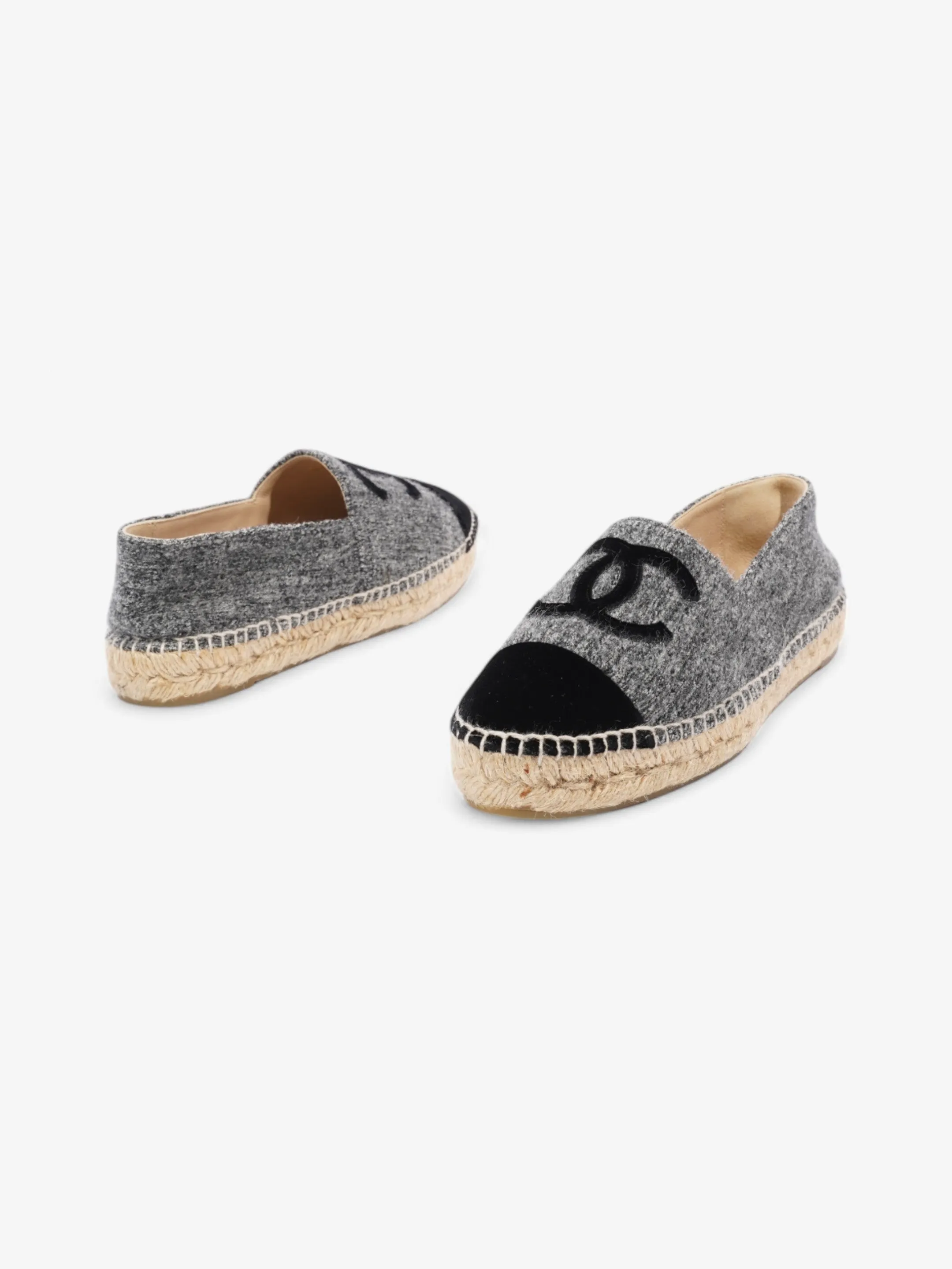 Chanel CC Espadrilles Grey / Black Fabric EU 37 UK 4