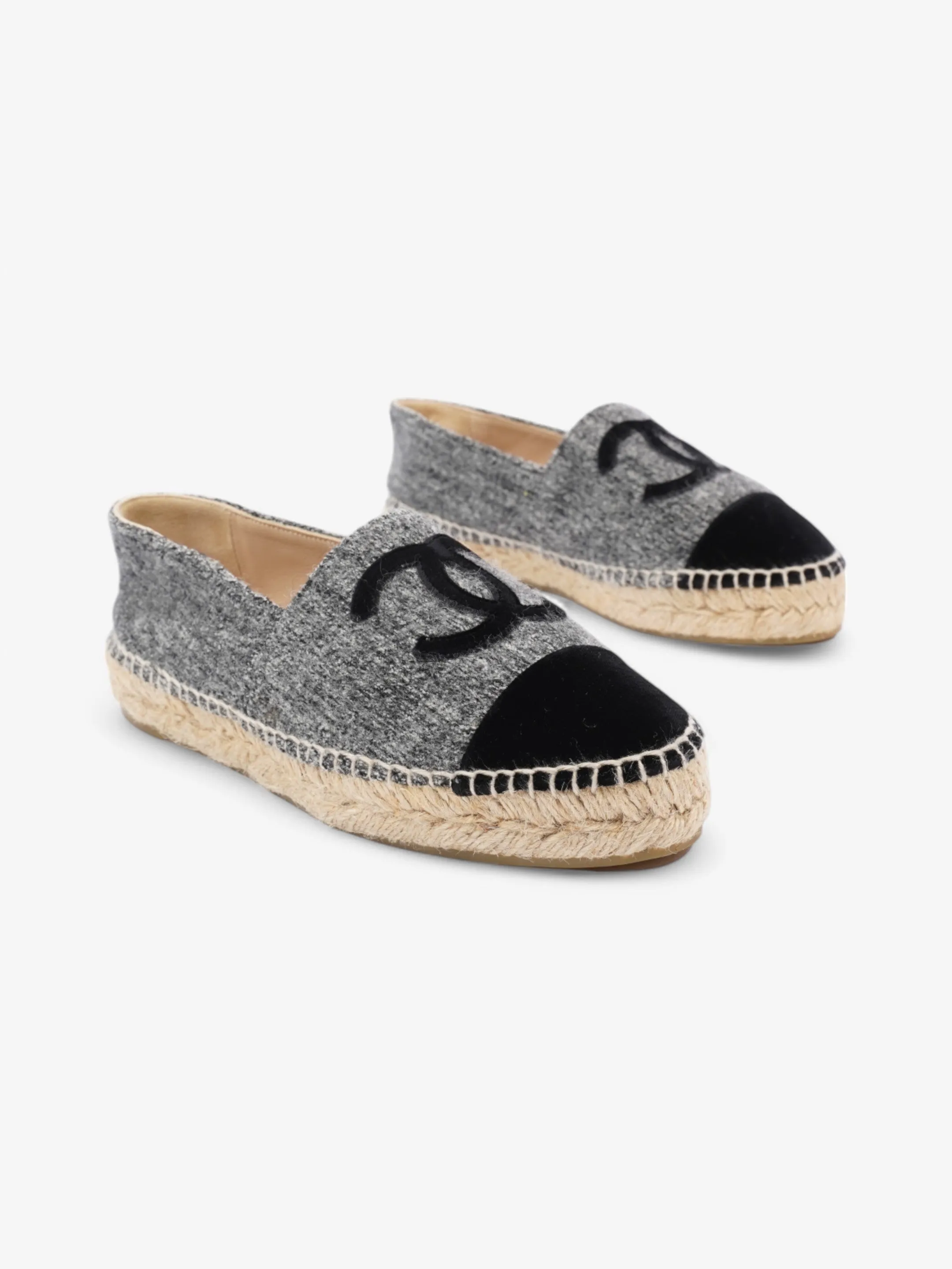 Chanel CC Espadrilles Grey / Black Fabric EU 37 UK 4