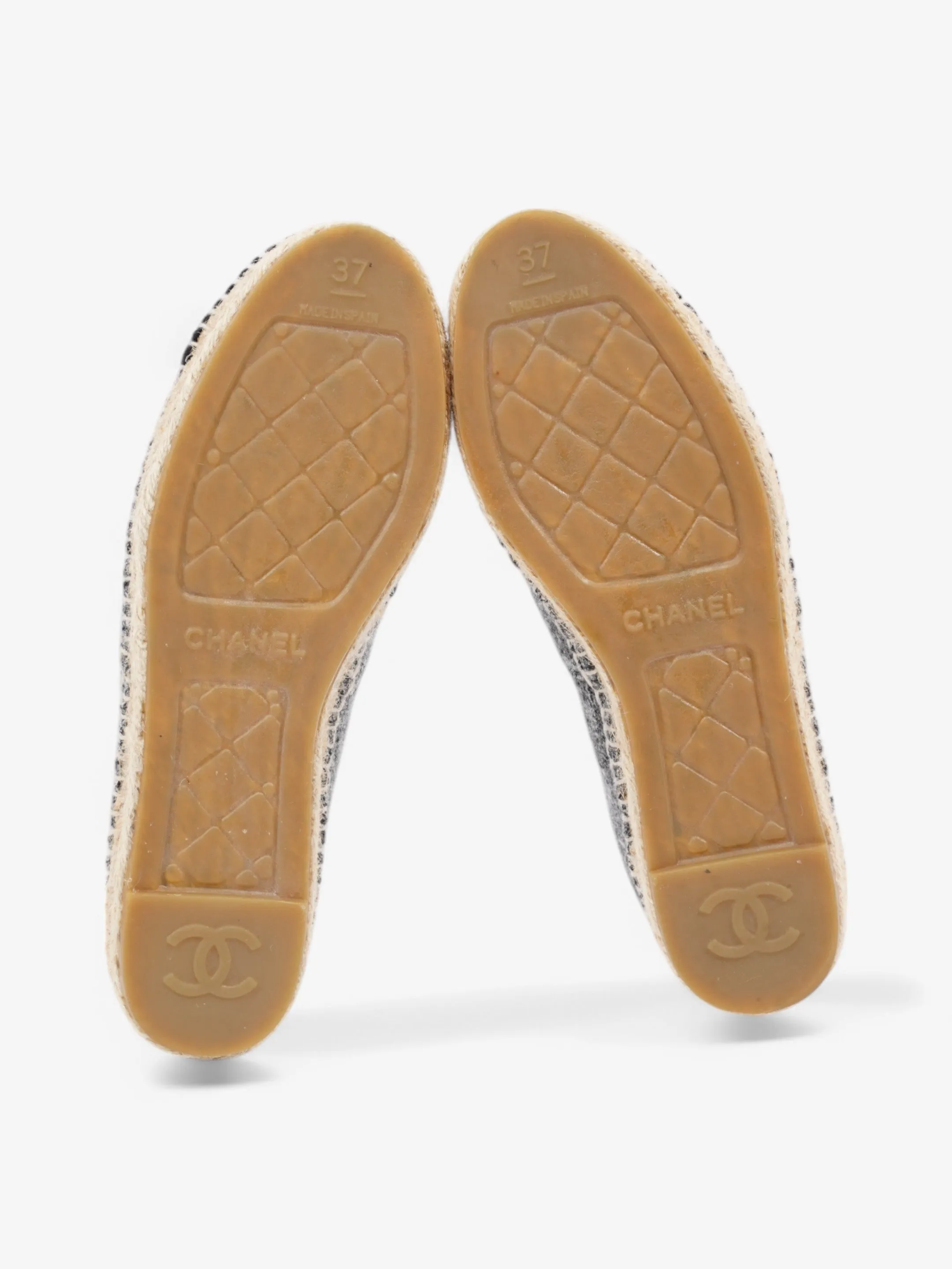 Chanel CC Espadrilles Grey / Black Fabric EU 37 UK 4
