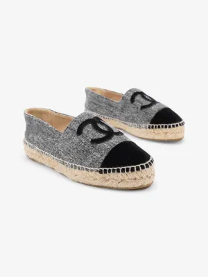 Chanel CC Espadrilles Grey / Black Fabric EU 37 UK 4