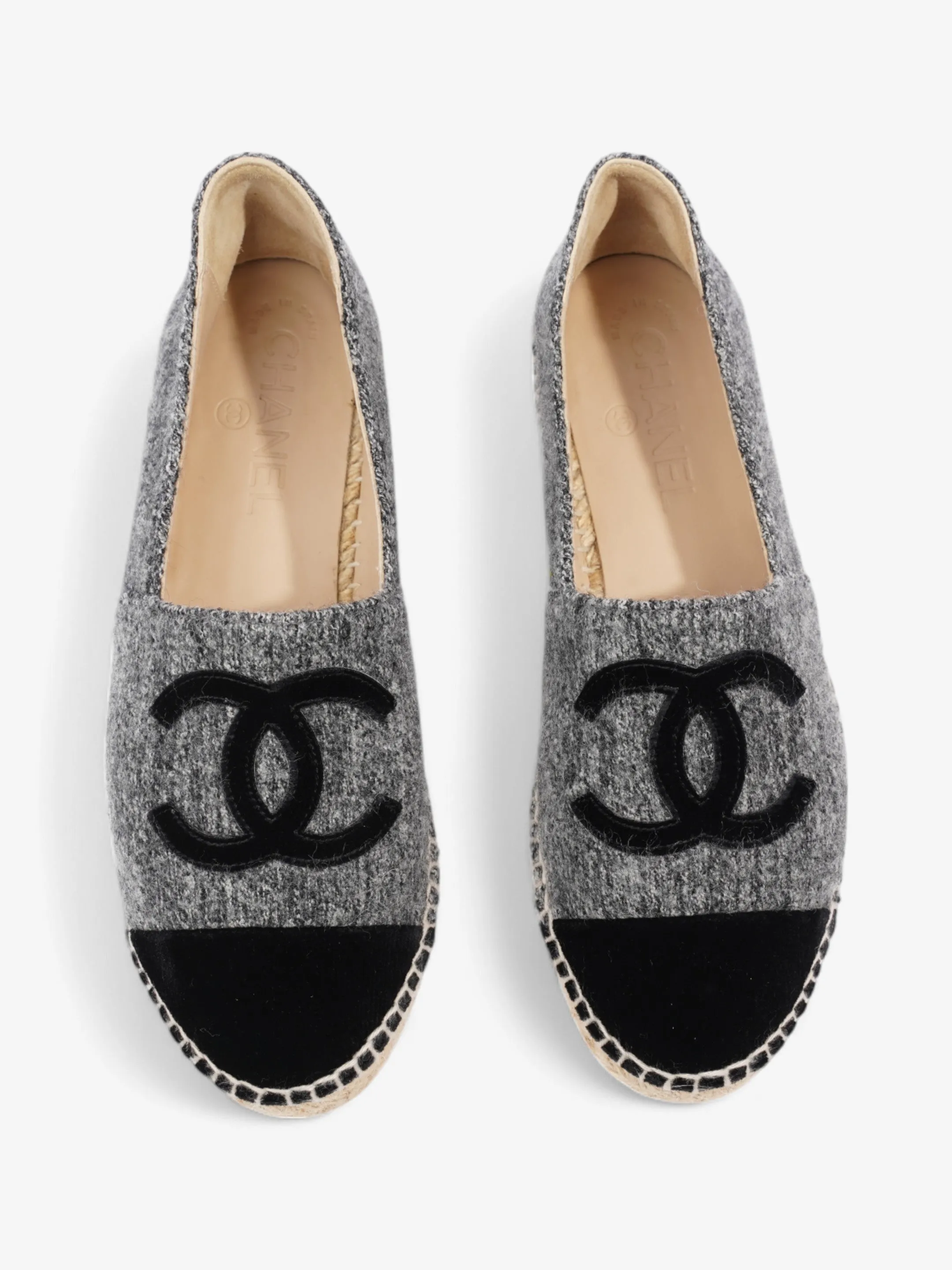Chanel CC Espadrilles Grey / Black Fabric EU 37 UK 4