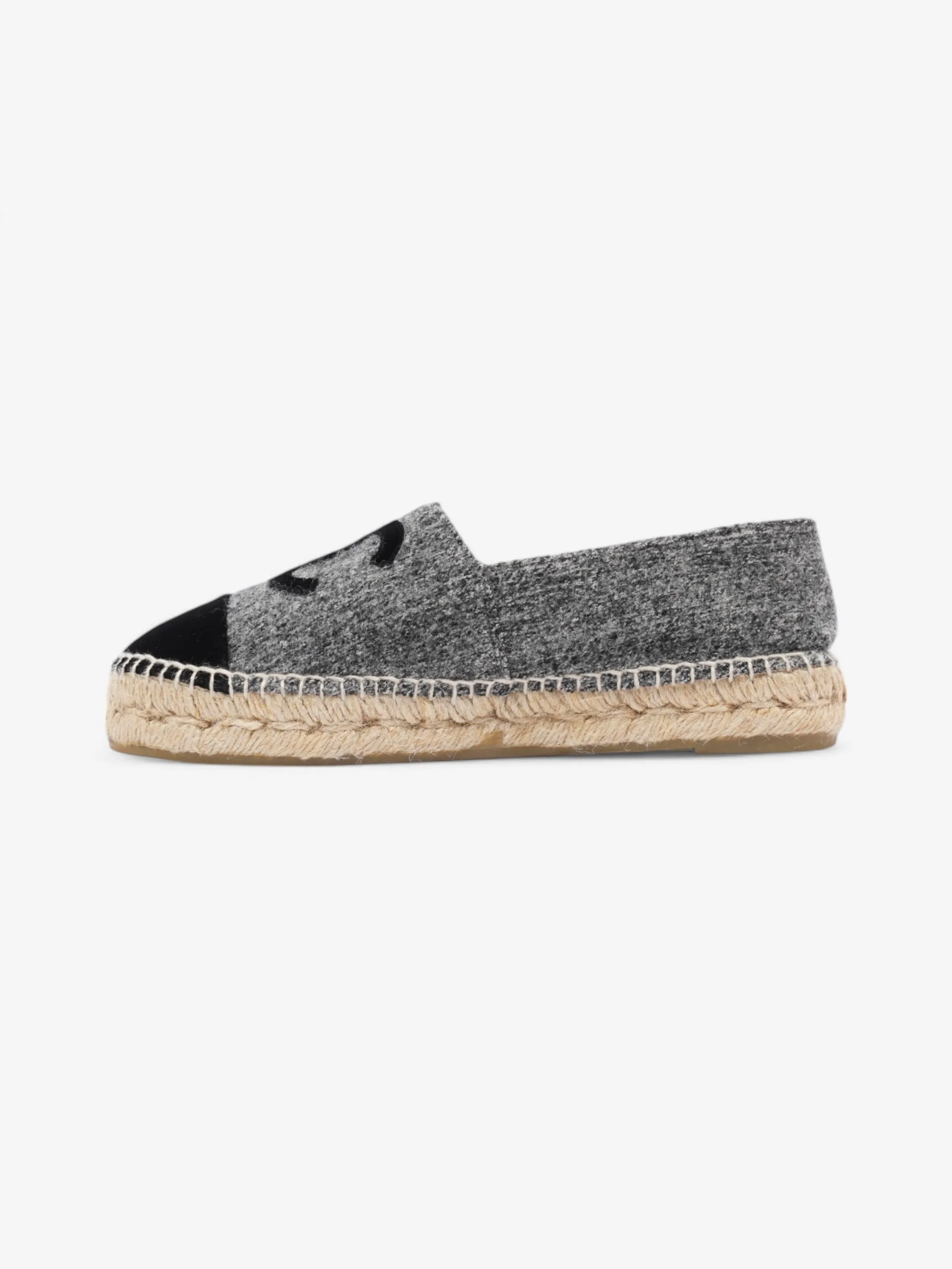 Chanel CC Espadrilles Grey / Black Fabric EU 37 UK 4