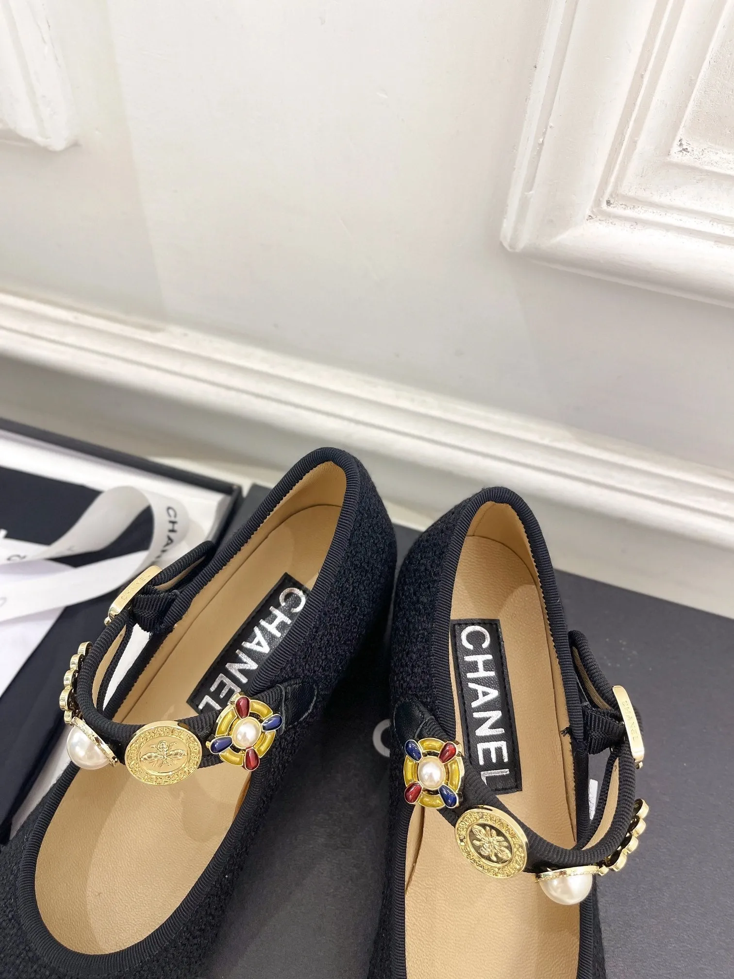 CHANEL Ultimate Wool Janes High And Customer-approved 948815 Tweed Black 55mm Mary Fabric