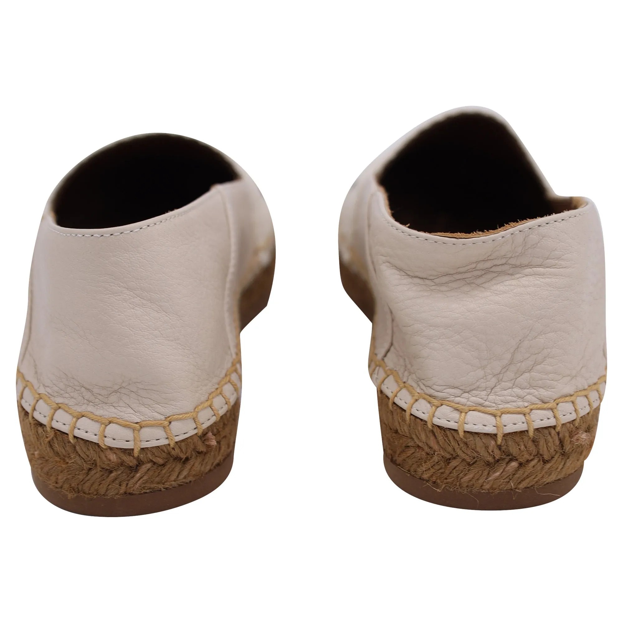 Chloe Woody Espadrilles Flats in Beige Leather