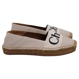 Chloe Woody Espadrilles Flats in Beige Leather