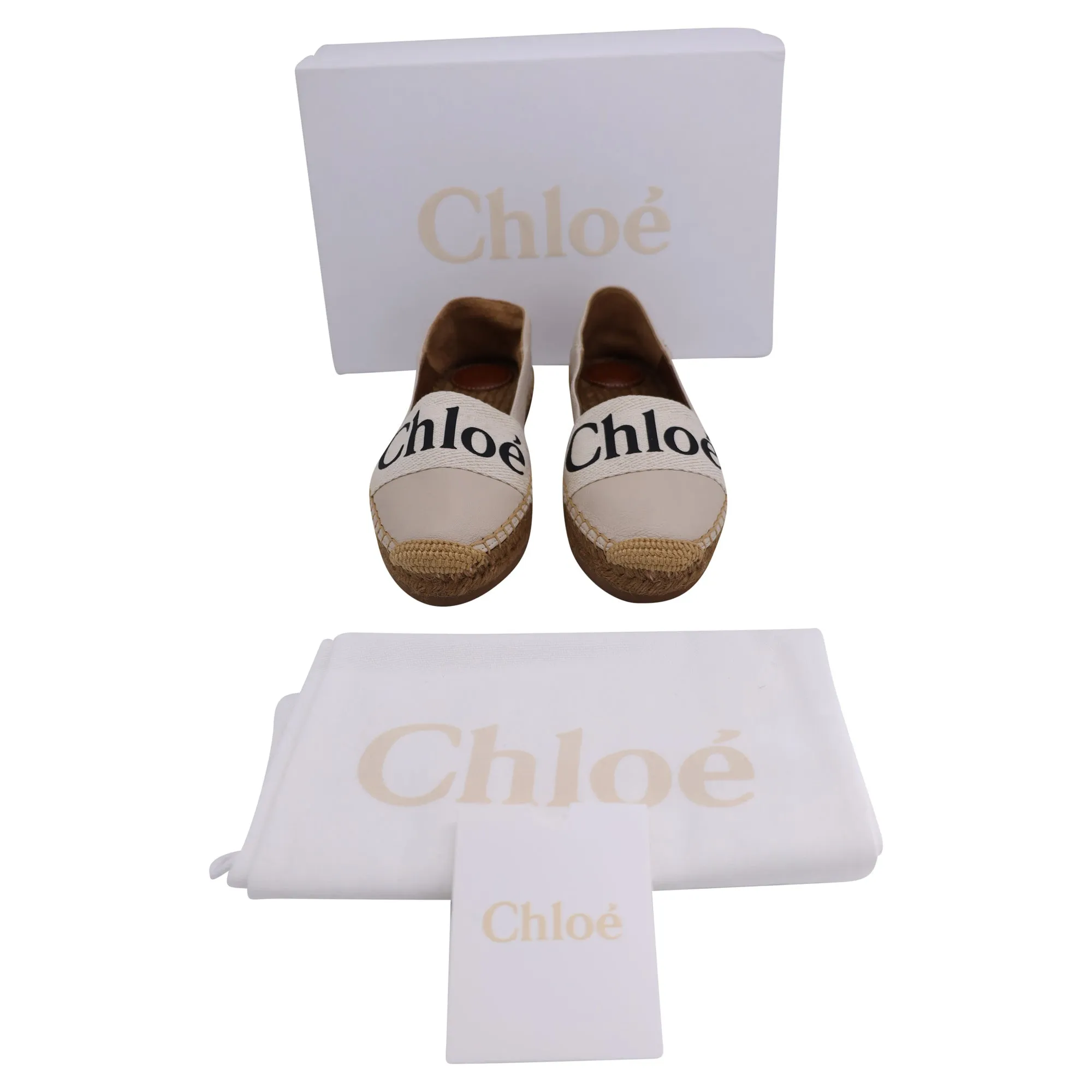 Chloe Woody Espadrilles Flats in Beige Leather