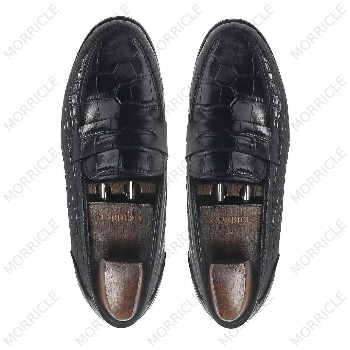 Classic Crocodile Pattern Penny Loafers
