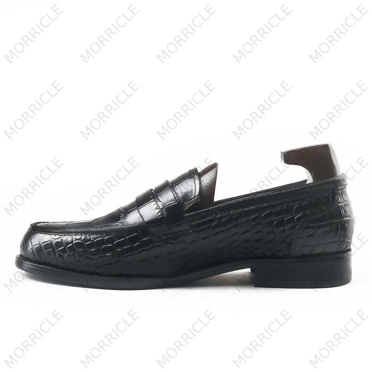 Classic Crocodile Pattern Penny Loafers