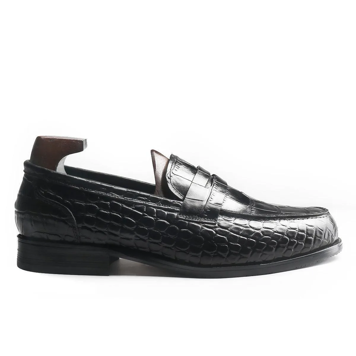 Classic Crocodile Pattern Penny Loafers