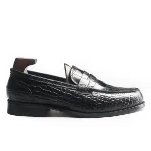 Classic Crocodile Pattern Penny Loafers