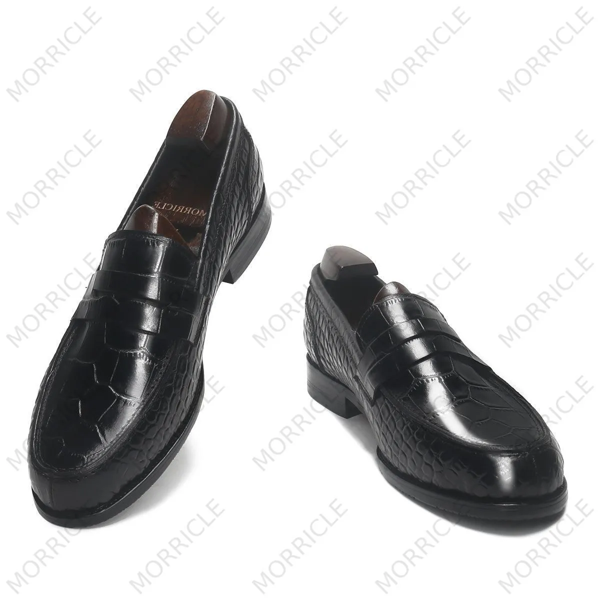 Classic Crocodile Pattern Penny Loafers
