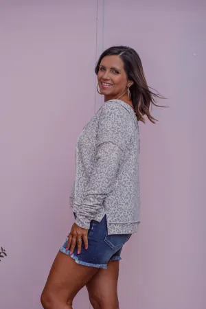 Cream Leopard Brushed Long Sleeve Top