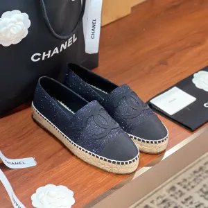 espadrilles CHANEL Customizable Affordable luxury glitter black fabric