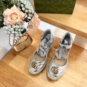 Espadrilles GG Gucci Silver  platform Best deal Huge reduction Crochet