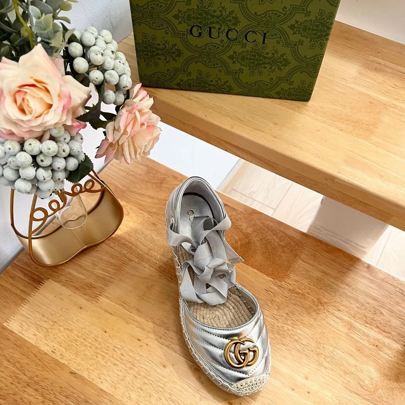 Espadrilles GG Gucci Silver  platform Best deal Huge reduction Crochet