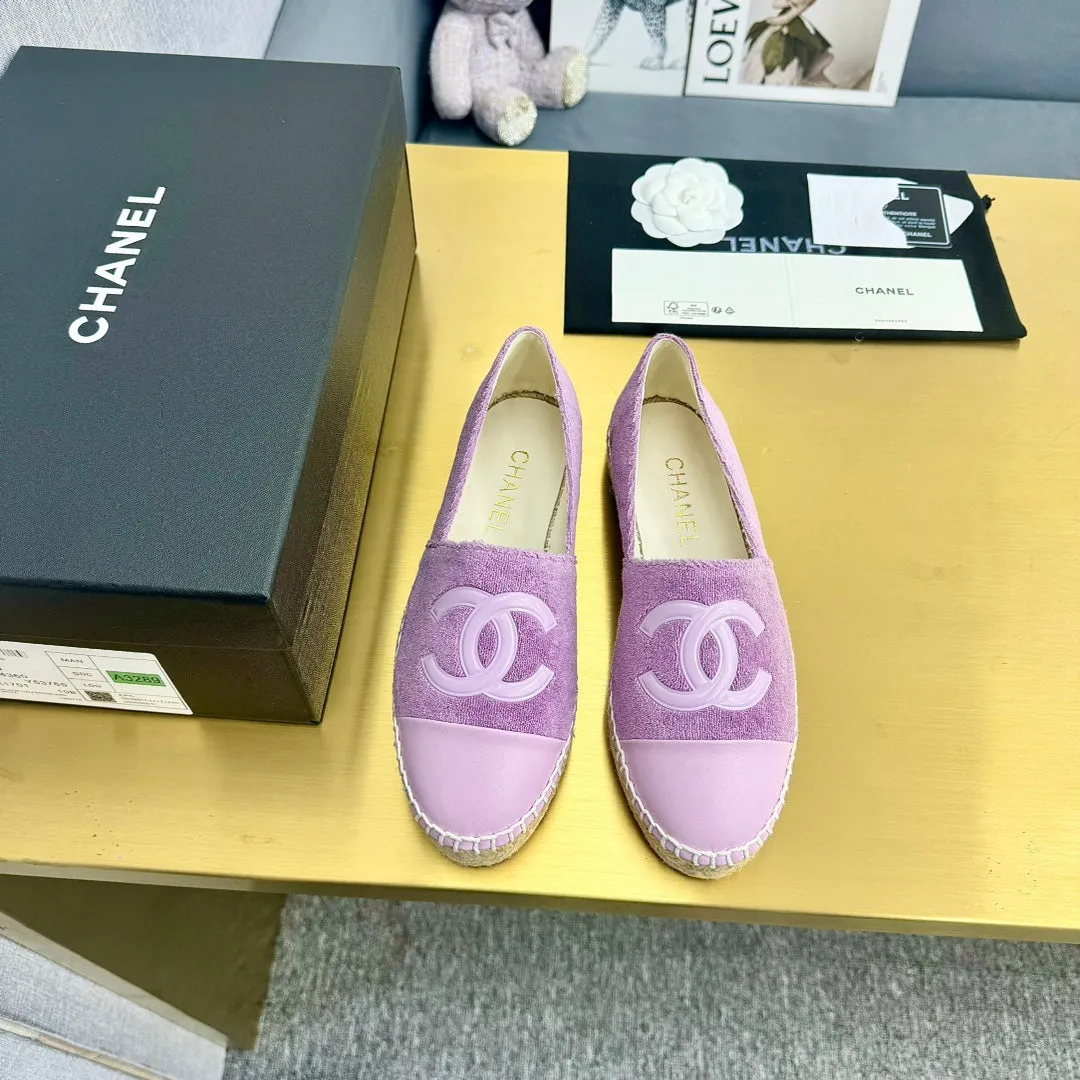 espadrilles Shipping guarantee CHANEL lilac purple Early bird pricing fabric calfskin