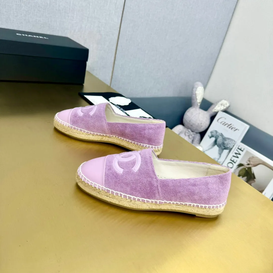 espadrilles Shipping guarantee CHANEL lilac purple Early bird pricing fabric calfskin