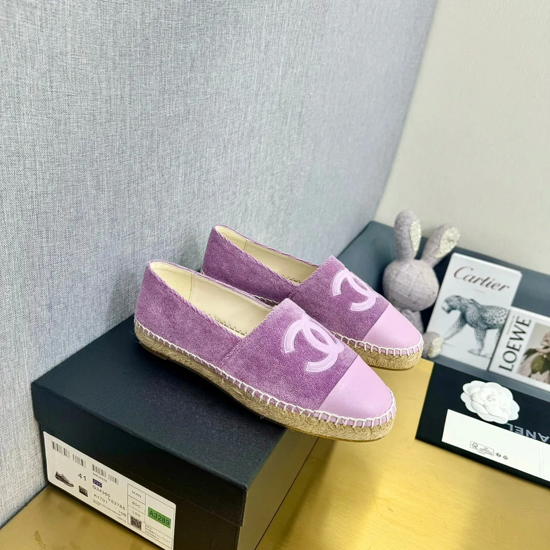 espadrilles Shipping guarantee CHANEL lilac purple Early bird pricing fabric calfskin