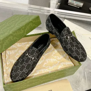 FABRIC Best value LOAFER WITH Gucci All-out sale HORSEBIT MONOGRAM IN JACQUARD BLACK MEN'S