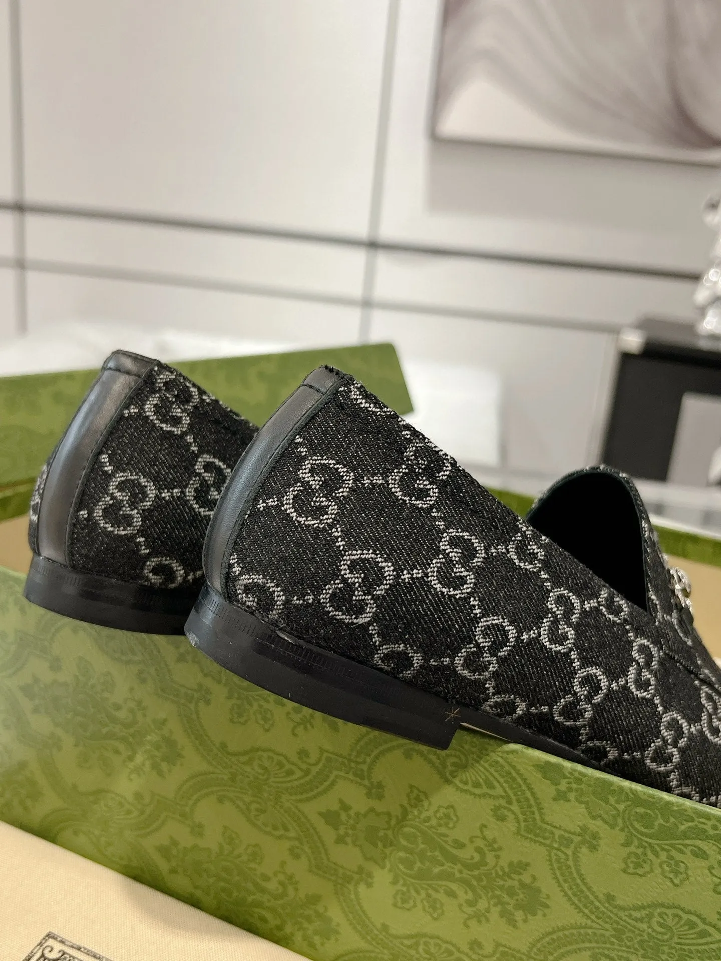 FABRIC Best value LOAFER WITH Gucci All-out sale HORSEBIT MONOGRAM IN JACQUARD BLACK MEN'S