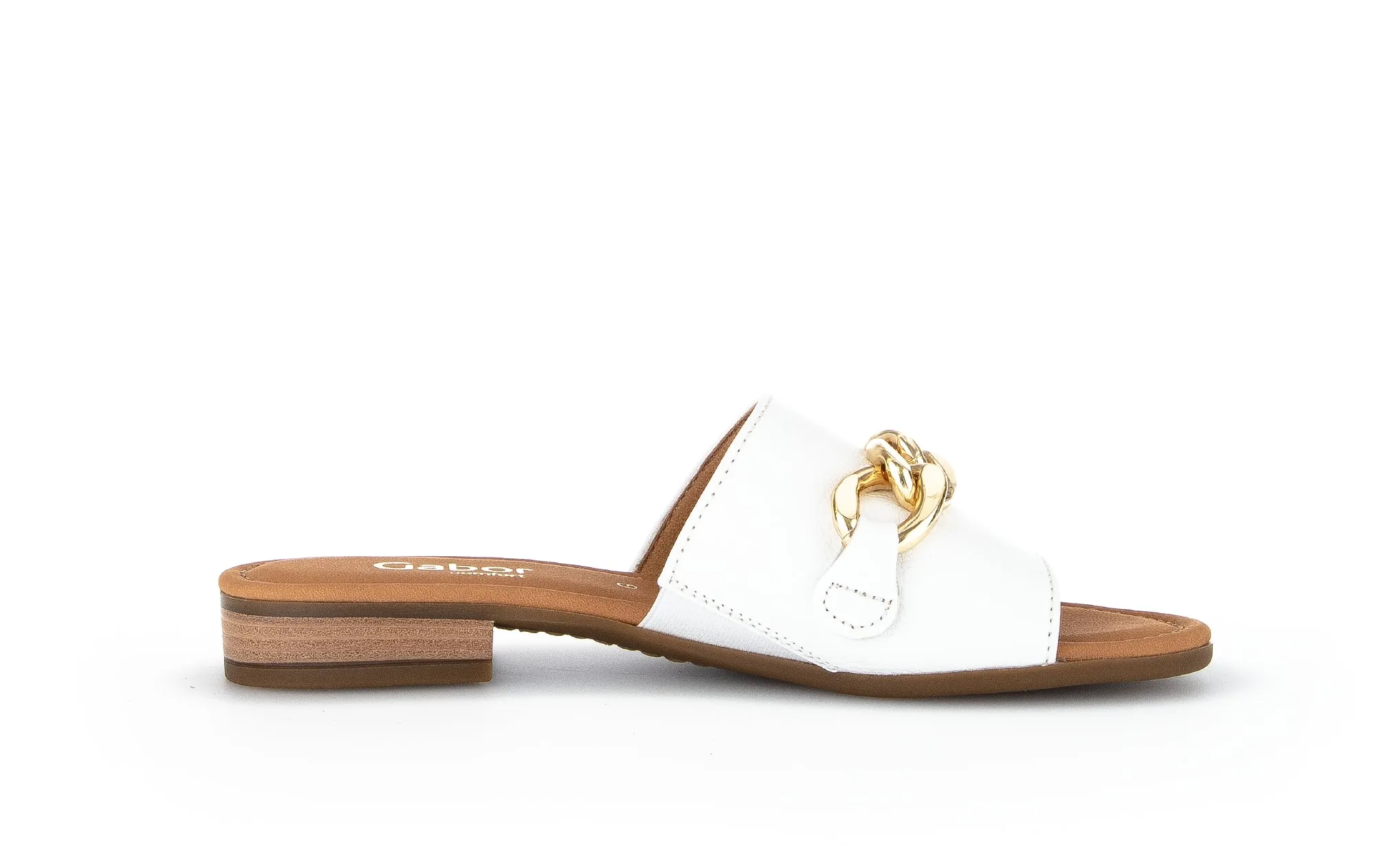 GABOR - 22.791.50 FLAT FASHION MULE - WHITE LEATHER