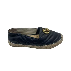 Gucci Black Leather GG Marmont Espadrilles EU 38.5