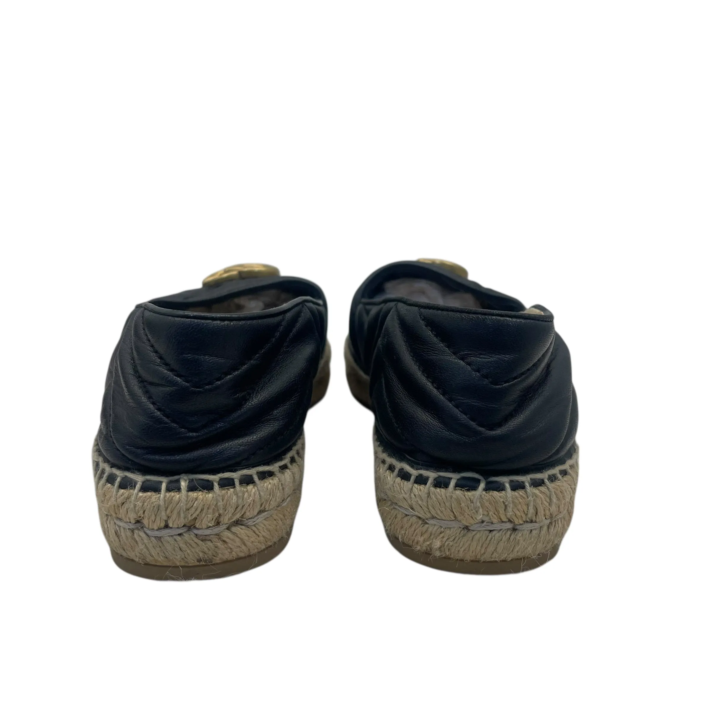 Gucci Black Leather GG Marmont Espadrilles EU 38.5