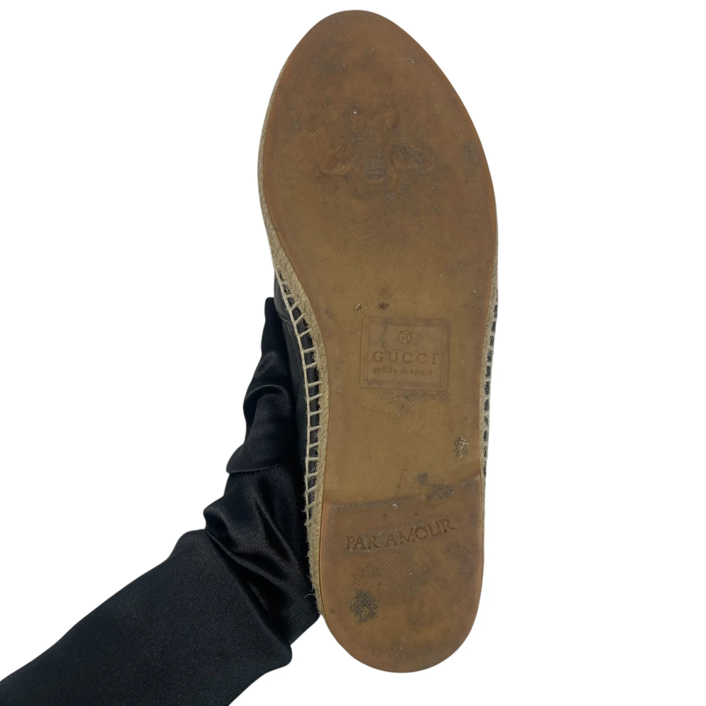 Gucci Black Leather GG Marmont Espadrilles EU 38.5