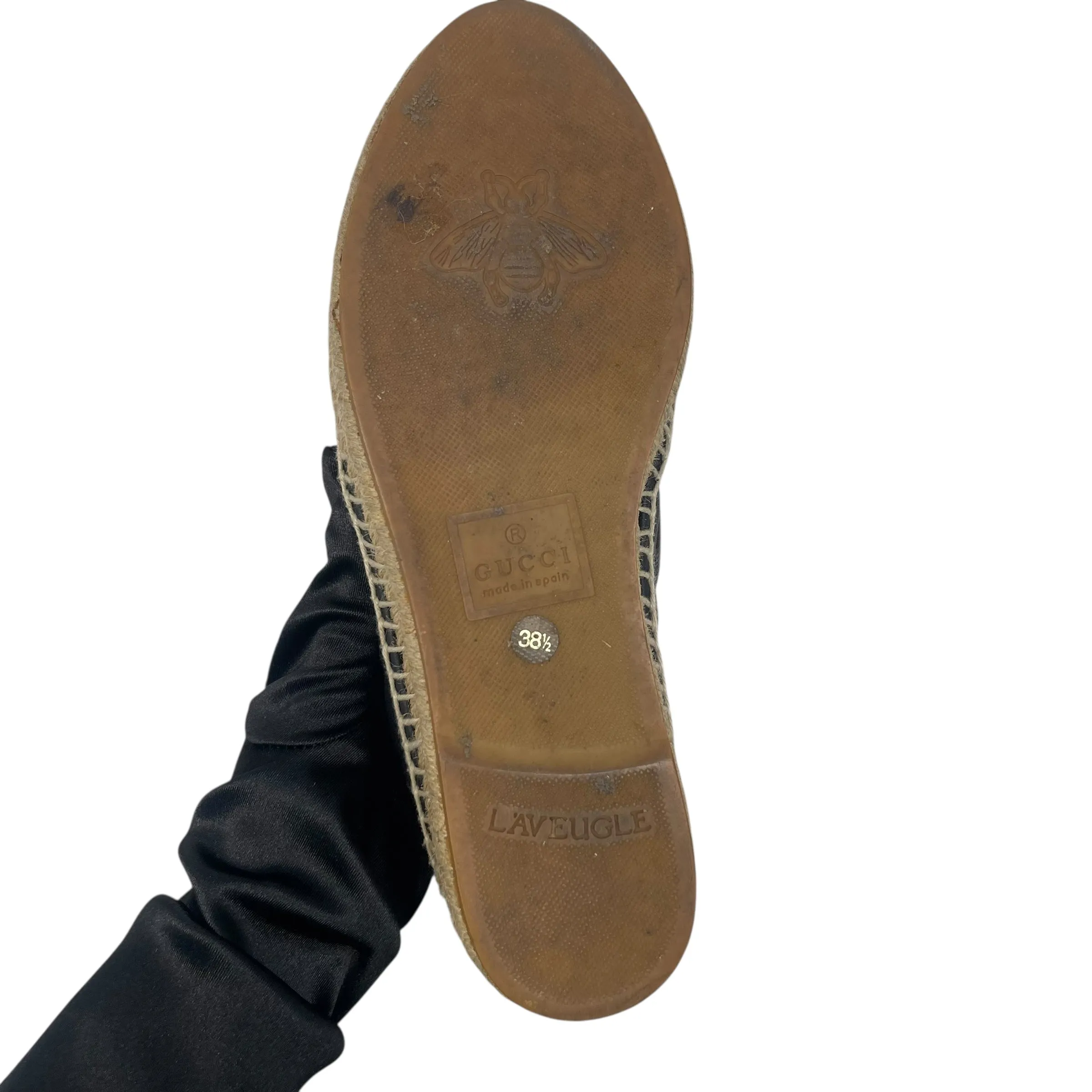 Gucci Black Leather GG Marmont Espadrilles EU 38.5