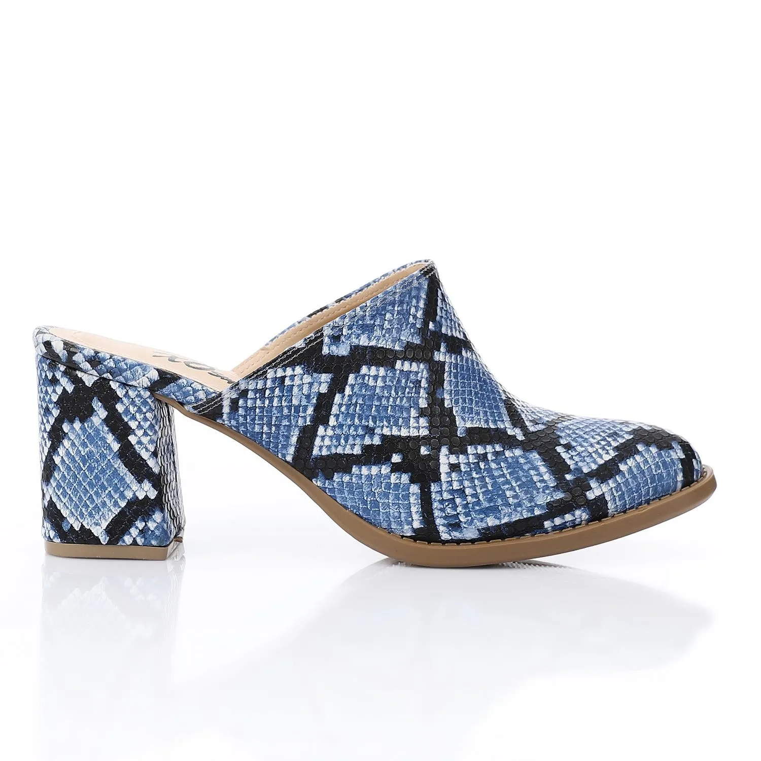 High Heel Mule Sandals – Elegant Pointed Toe, Faux Leather Texture