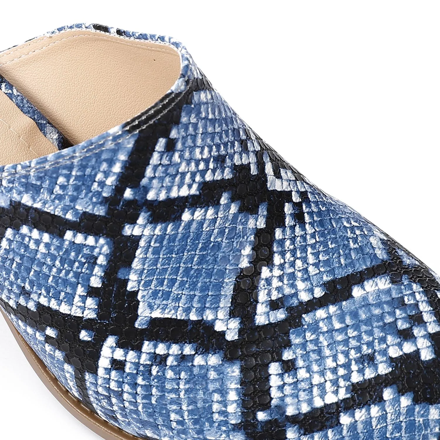 High Heel Mule Sandals – Elegant Pointed Toe, Faux Leather Texture