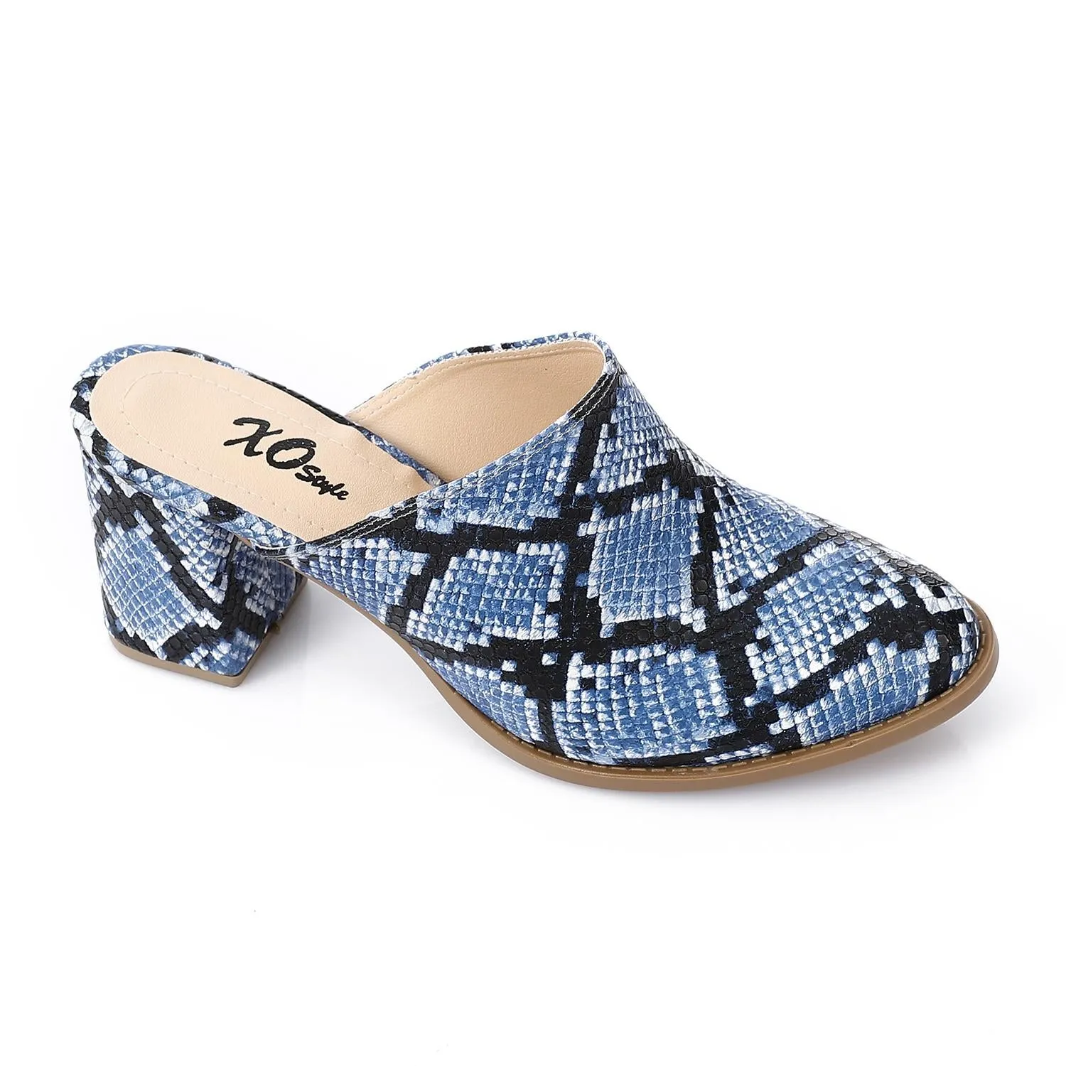 High Heel Mule Sandals – Elegant Pointed Toe, Faux Leather Texture