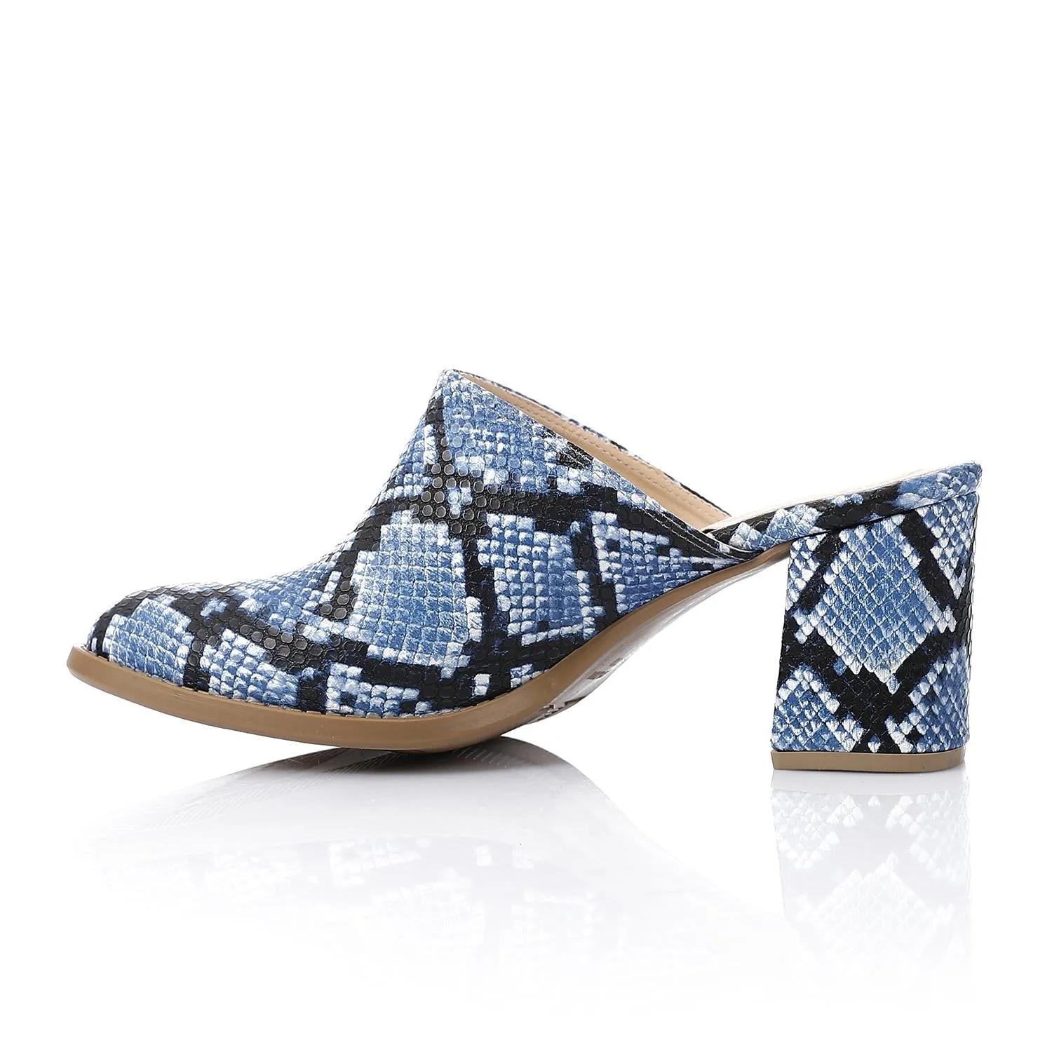 High Heel Mule Sandals – Elegant Pointed Toe, Faux Leather Texture