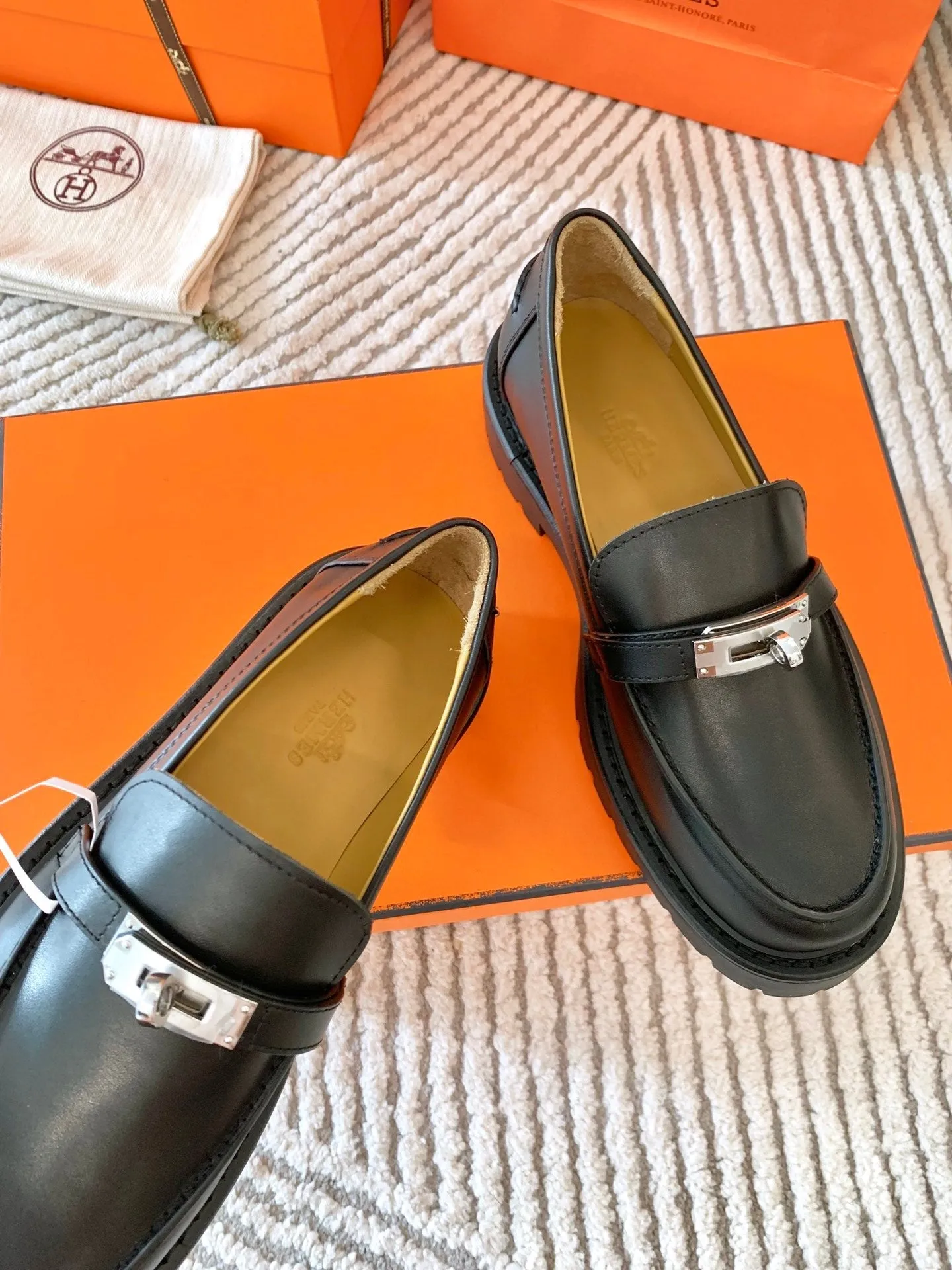 HM Icone Loafer Black Nappa Goat Leather 963174